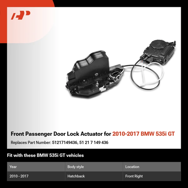 Front Passenger Door Lock Actuator for 2010-2017 BMW 535i GT