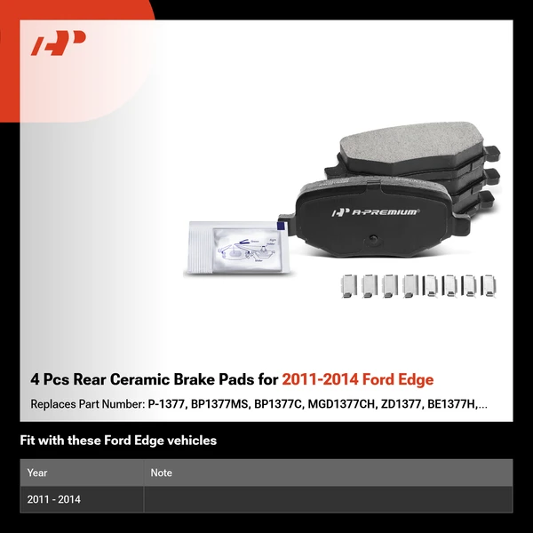 4 Pcs Rear Ceramic Brake Pads for 2011-2014 Ford Edge