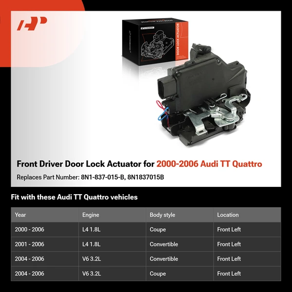 Front Driver Door Lock Actuator for 2000-2006 Audi TT Quattro