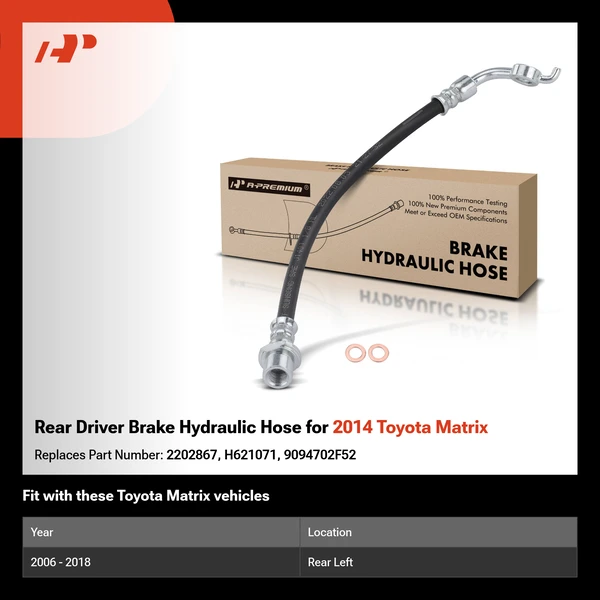 Rear Driver Brake Hydraulic Hose for 2014 Toyota Matrix