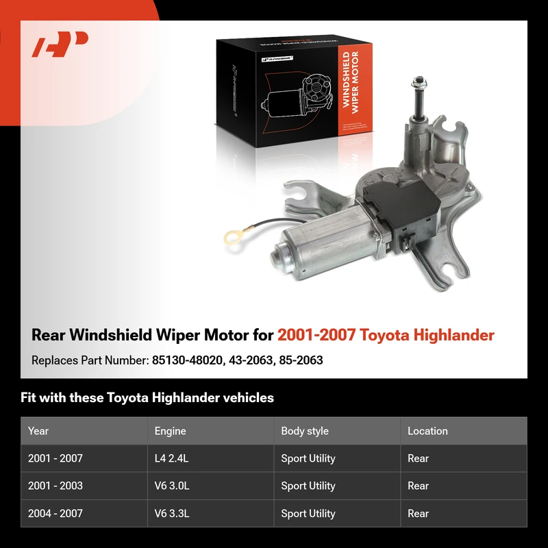 Rear Windshield Wiper Motor for 2001-2007 Toyota Highlander