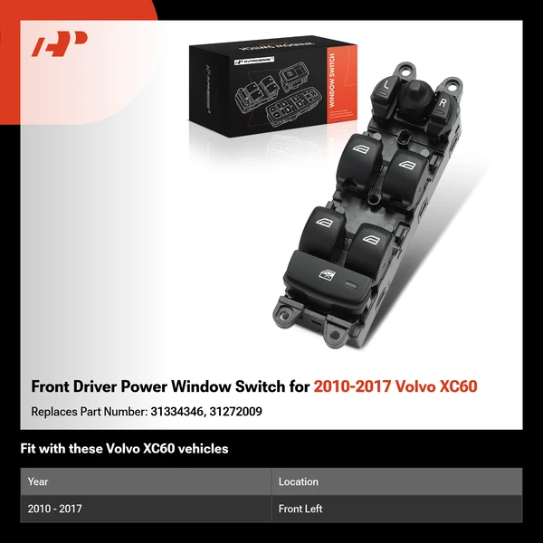 Front Driver Power Window Switch for 2010-2017 Volvo XC60