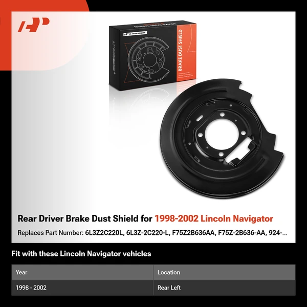 Rear Driver Brake Dust Shield for 1998-2002 Lincoln Navigator