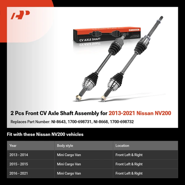 2 Pcs Front CV Axle Shaft Assembly for 2013-2021 Nissan NV200