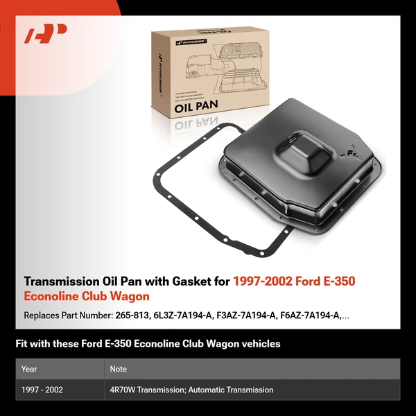 Transmission Oil Pan with Gasket for 1997-2002 Ford E-350 Econoline Club Wagon