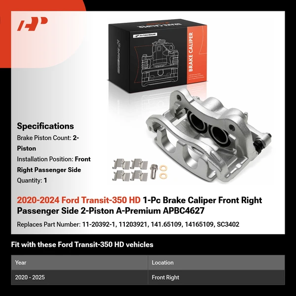 2020-2024 Ford Transit-350 HD 1-Pc Brake Caliper Front Right Passenger Side 2-Piston A-Premium APBC4627