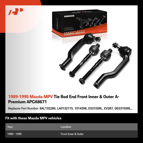 1989-1995 Mazda MPV Tie Rod End Front Inner & Outer A-Premium APCA8671
