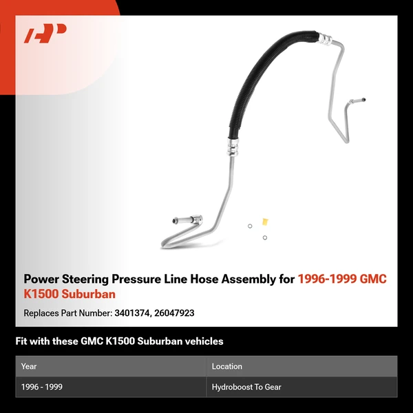 Power Steering Pressure Line Hose Assembly for 1996-1999 GMC K1500 Suburban