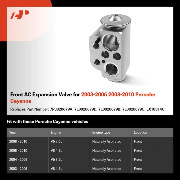 Front AC Expansion Valve for 2003-2006 2008-2010 Porsche Cayenne