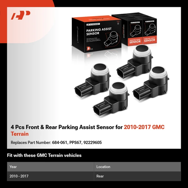 4 Pcs Front & Rear Parking Assist Sensor for 2010-2017 GMC Terrain