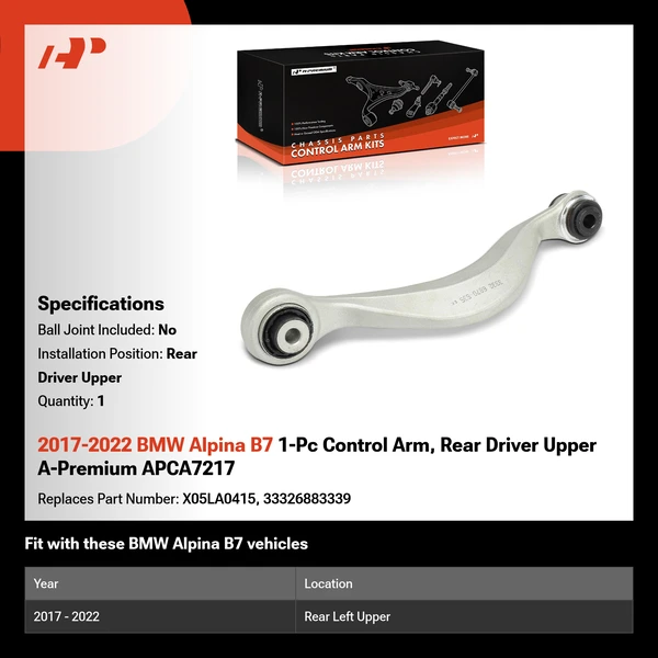 2017-2022 BMW Alpina B7 1-Pc Control Arm, Rear Driver Upper A-Premium APCA7217