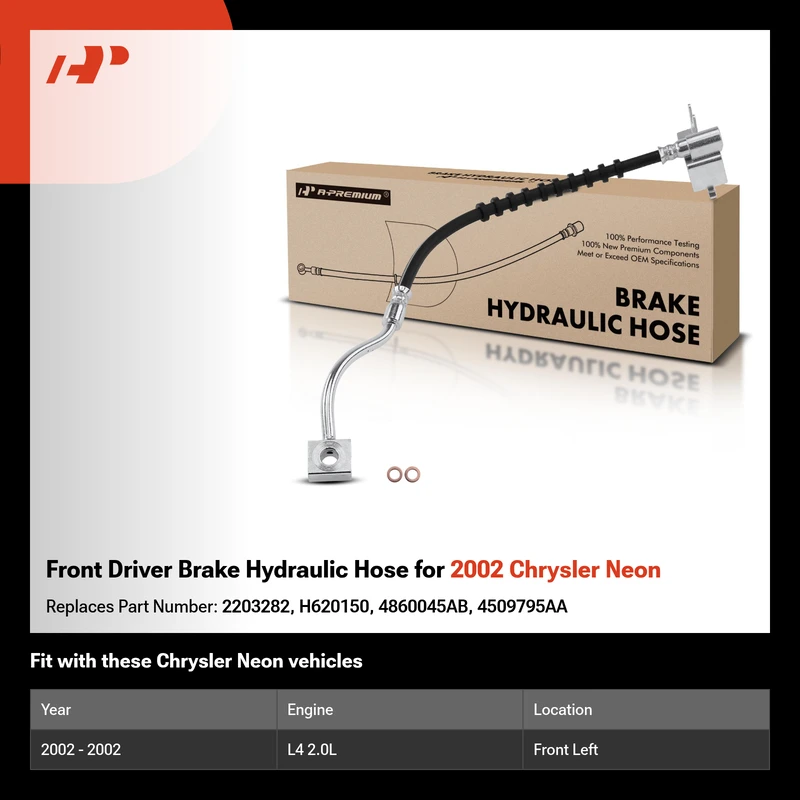 Front Driver Brake Hydraulic Hose for 2002 Chrysler Neon