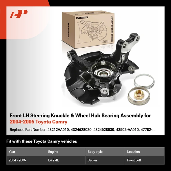 Front LH Steering Knuckle & Wheel Hub Bearing Assembly for 2004-2006 Toyota Camry