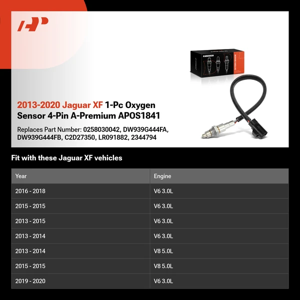 2013-2020 Jaguar XF 1-Pc Oxygen Sensor 4-Pin A-Premium APOS1841