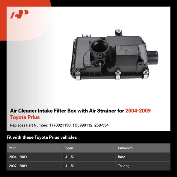Air Cleaner Intake Filter Box with Air Strainer for 2004-2009 Toyota Prius