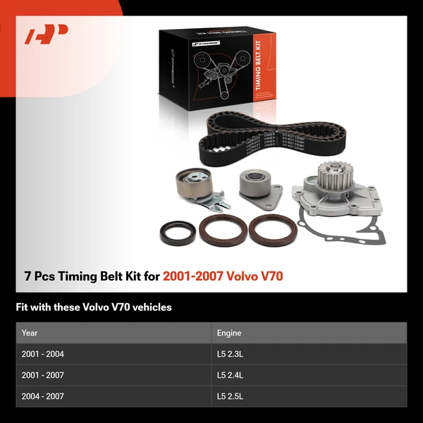 7 Pcs Timing Belt Kit for 2001-2007 Volvo V70