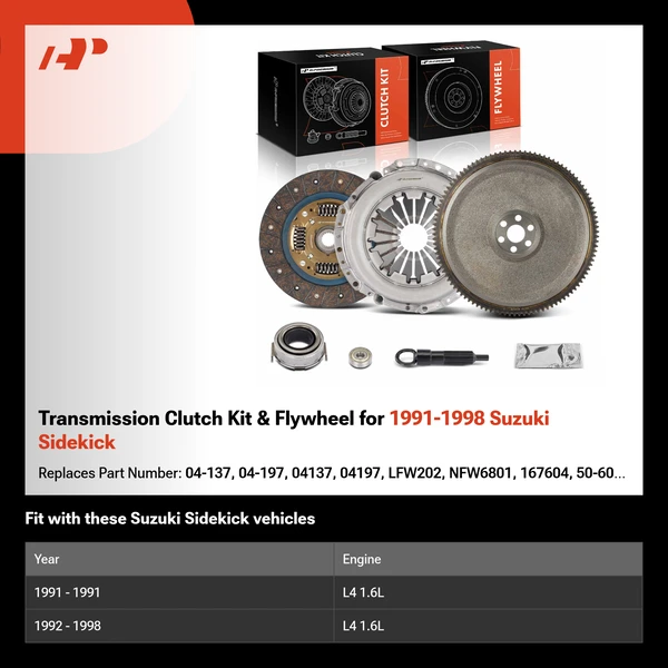 Transmission Clutch Kit & Flywheel for 1991-1998 Suzuki Sidekick