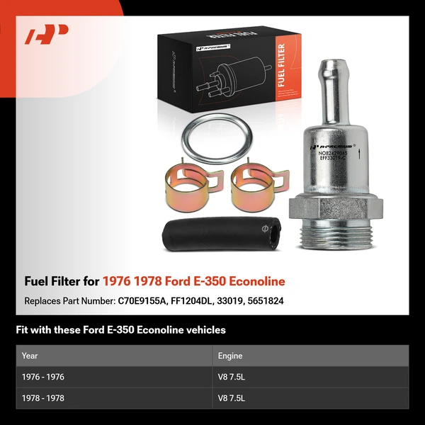 Fuel Filter for 1976 1978 Ford E-350 Econoline