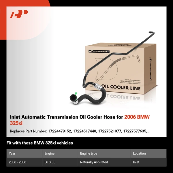 Inlet Automatic Transmission Oil Cooler Hose for 2006 BMW 325xi