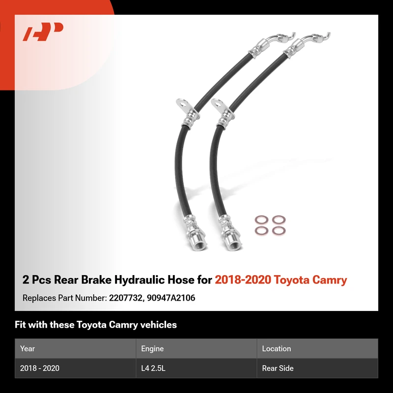 2 Pcs Rear Brake Hydraulic Hose for 2018-2020 Toyota Camry