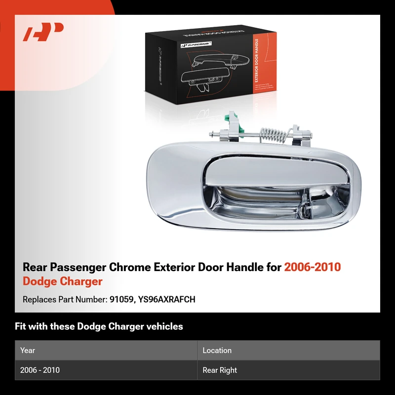 Rear Passenger Chrome Exterior Door Handle for 2006-2010 Dodge Charger