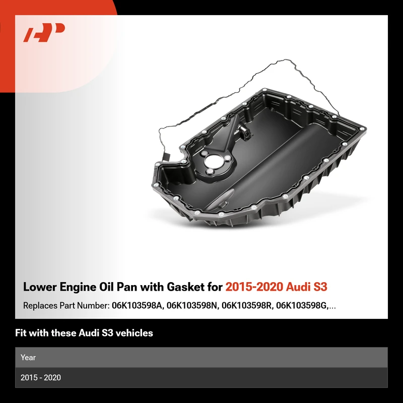 Lower Engine Oil Pan with Gasket for 2015-2020 Audi S3