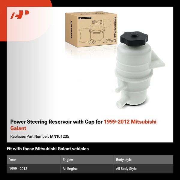 Power Steering Reservoir with Cap for 1999-2012 Mitsubishi Galant