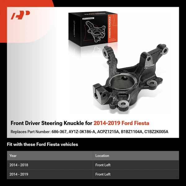 Front Driver Steering Knuckle for 2014-2019 Ford Fiesta