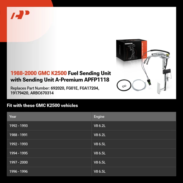 1988-2000 GMC K2500 Fuel Sending Unit with Sending Unit A-Premium APFP1118