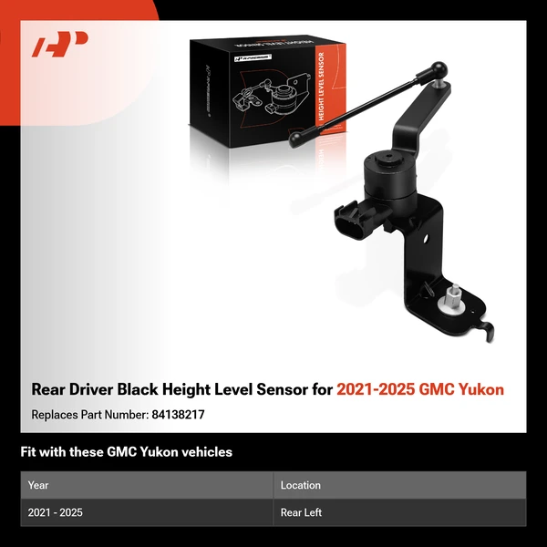 Rear Driver Black Height Level Sensor for 2021-2025 GMC Yukon