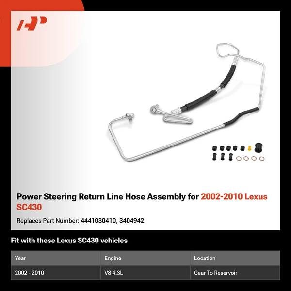 Power Steering Return Line Hose Assembly for 2002-2010 Lexus SC430