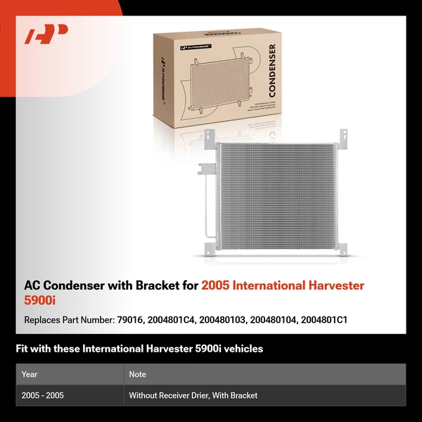 AC Condenser with Bracket for 2005 International Harvester 5900i