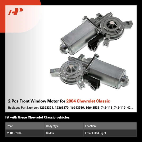 2 Pcs Front Window Motor for 2004 Chevrolet Classic