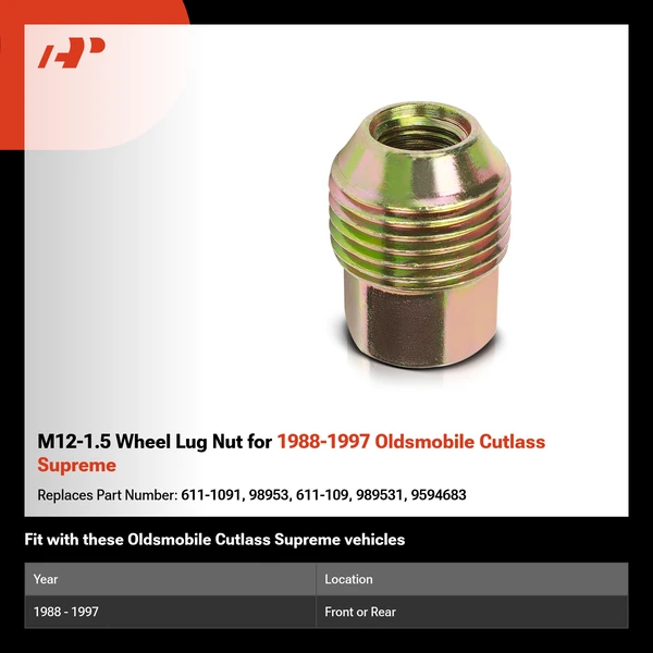 M12-1.5 Wheel Lug Nut for 1988-1997 Oldsmobile Cutlass Supreme
