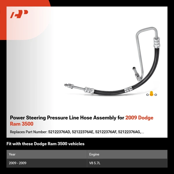 Power Steering Pressure Line Hose Assembly for 2009 Dodge Ram 3500