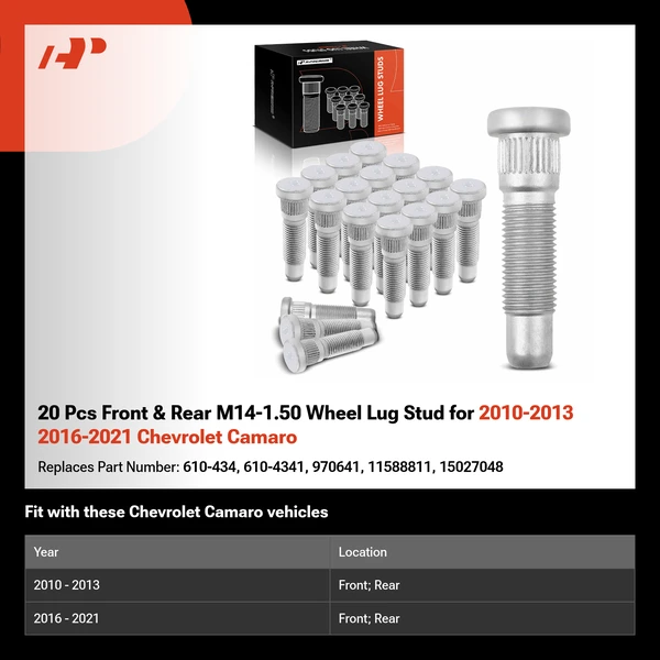20 Pcs Front & Rear M14-1.50 Wheel Lug Stud for 2010-2013 2016-2021 Chevrolet Camaro