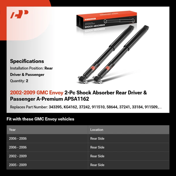 2002-2009 GMC Envoy 2-Pc Shock Absorber Rear Driver & Passenger A-Premium APSA1162