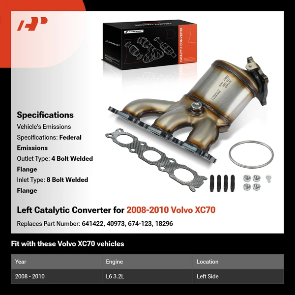 Left Catalytic Converter for 2008-2010 Volvo XC70