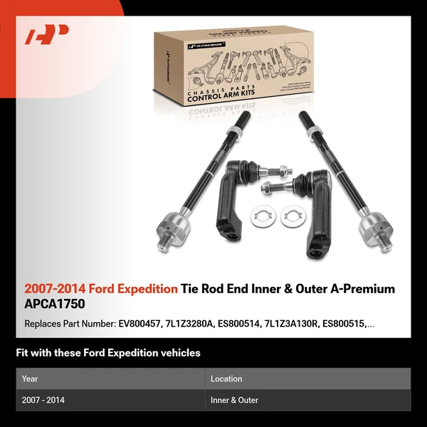 2007-2014 Ford Expedition Tie Rod End Inner & Outer A-Premium APCA1750