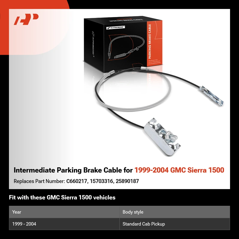 Intermediate Parking Brake Cable for 1999-2004 GMC Sierra 1500