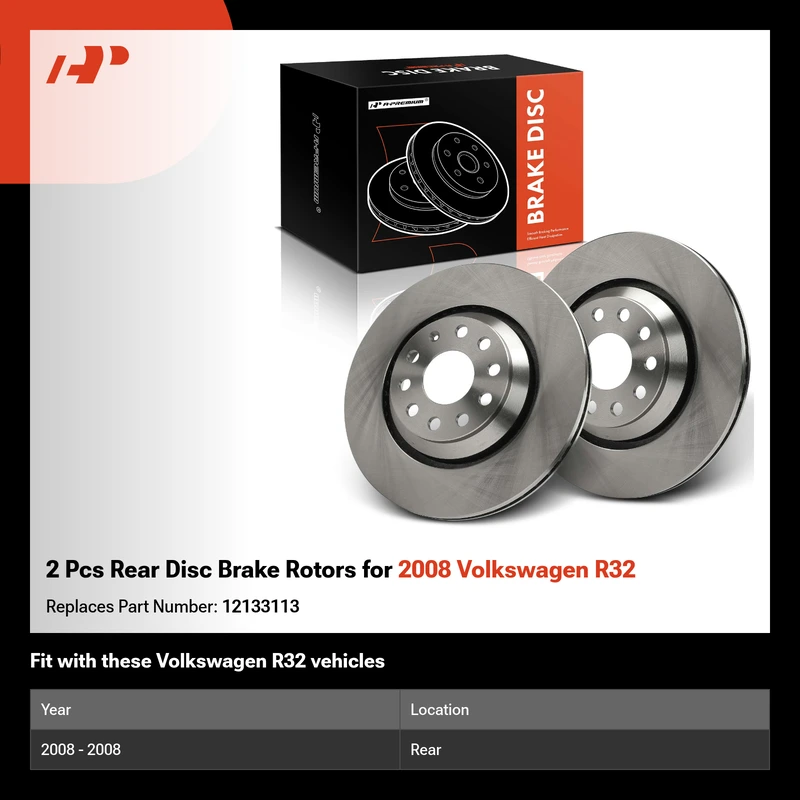 2 Pcs Rear Disc Brake Rotors for 2008 Volkswagen R32