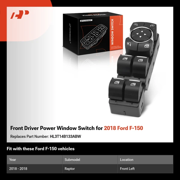 Front Driver Power Window Switch for 2018 Ford F-150