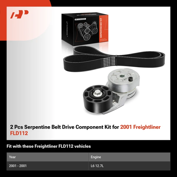 2 Pcs Serpentine Belt Drive Component Kit for 2001 Freightliner FLD112