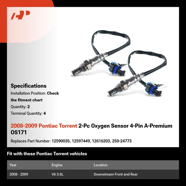 2008-2009 Pontiac Torrent 2-Pc Oxygen Sensor 4-Pin A-Premium OS171