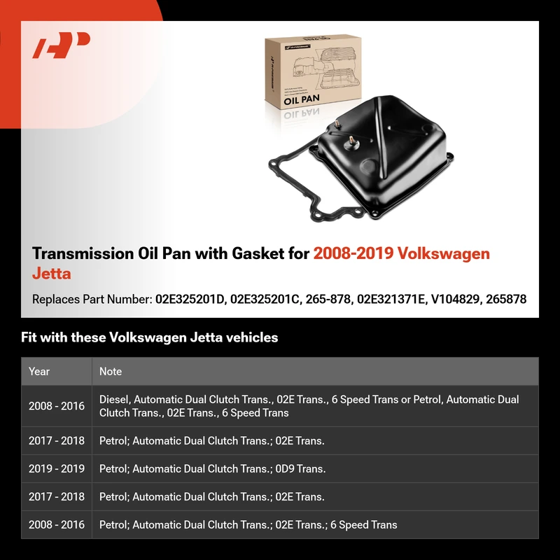 Transmission Oil Pan with Gasket for 2008-2019 Volkswagen Jetta
