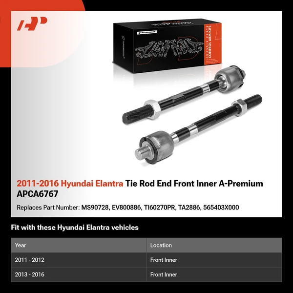 2011-2016 Hyundai Elantra Tie Rod End Front Inner A-Premium APCA6767