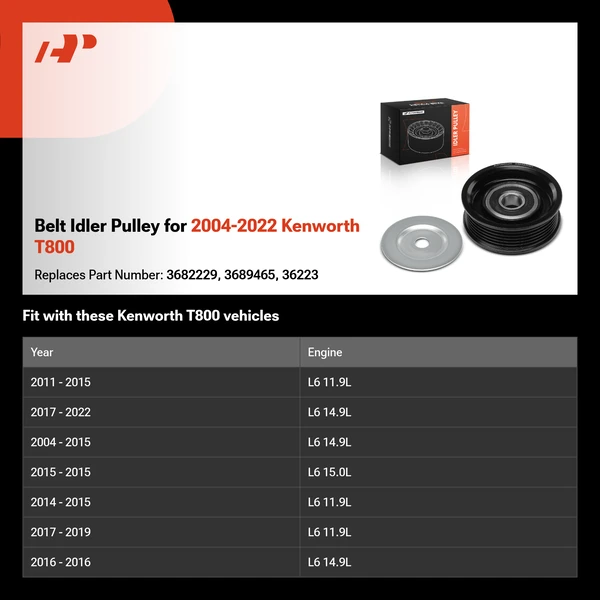 Belt Idler Pulley for 2004-2022 Kenworth T800
