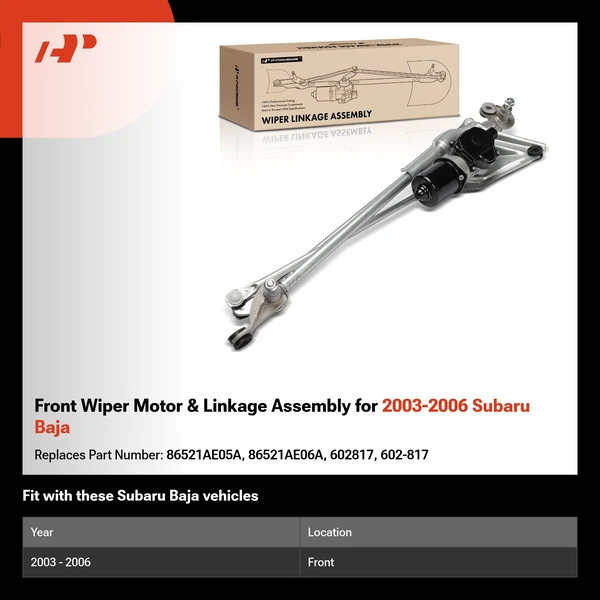 Front Wiper Motor & Linkage Assembly for 2003-2006 Subaru Baja