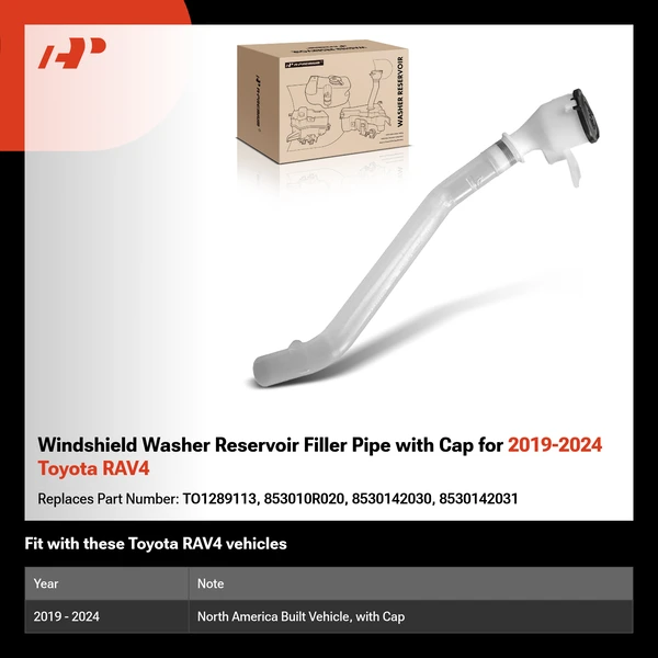 Windshield Washer Reservoir Filler Pipe with Cap for 2019-2024 Toyota RAV4
