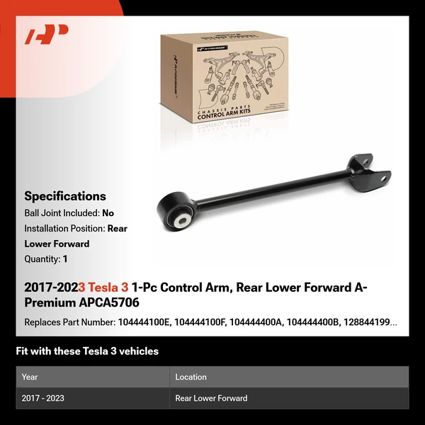 2017-2023 Tesla 3 1-Pc Control Arm, Rear Lower Forward A-Premium APCA5706